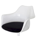 Sedia da pranzo girevole con braccioli e base rotonda, 68,5 cm, bianca