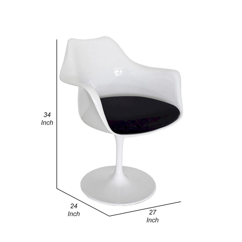 Sedia da pranzo girevole con braccioli e base rotonda, 68,5 cm, bianca