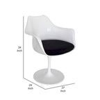 Sedia da pranzo girevole con braccioli e base rotonda, 68,5 cm, bianca