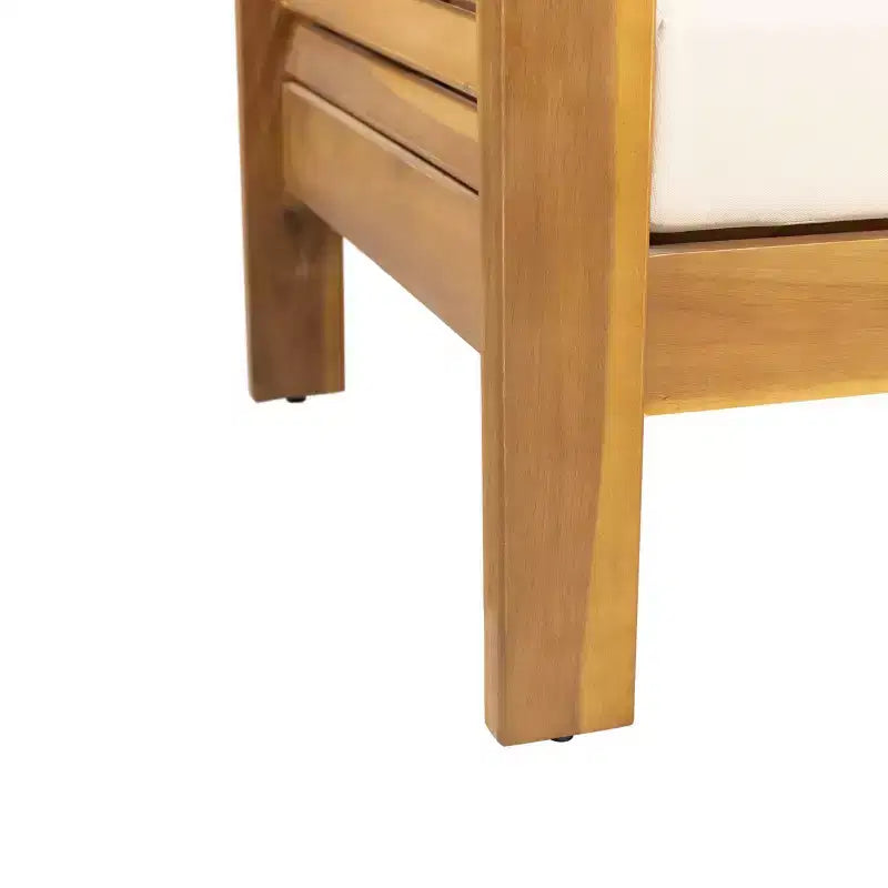 Set da 2 pezzi divanetto e tavolino da caffè da esterno in legno di acacia con persiane e cuscini Christopher Knight