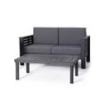 Christopher Knight 2pc Home Louver Outdoor Acacia Loveseat and Coffee Table Set with Cushions