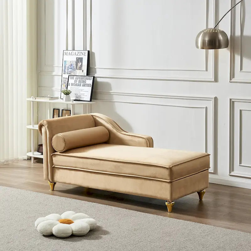 Chaise longue in velluto con contenitore
