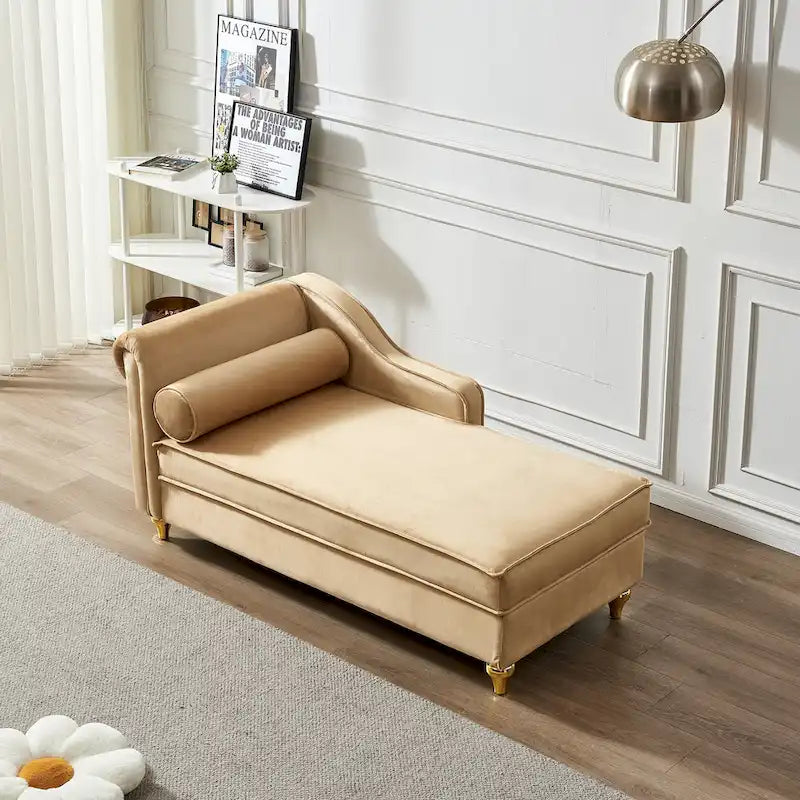 Chaise longue in velluto con contenitore