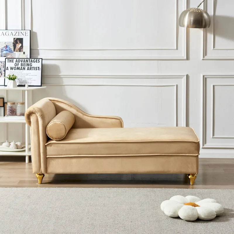 Chaise longue in velluto con contenitore