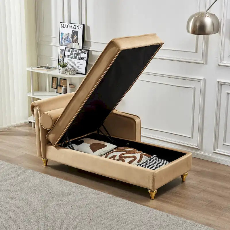 Chaise longue in velluto con contenitore