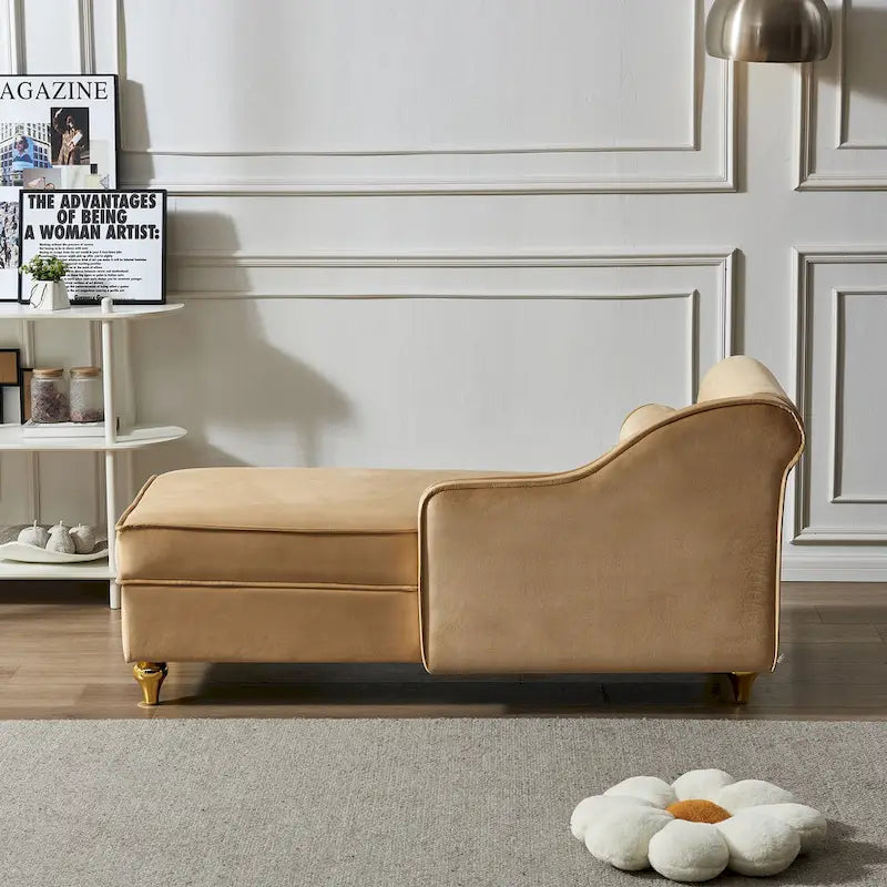 Chaise longue in velluto con contenitore