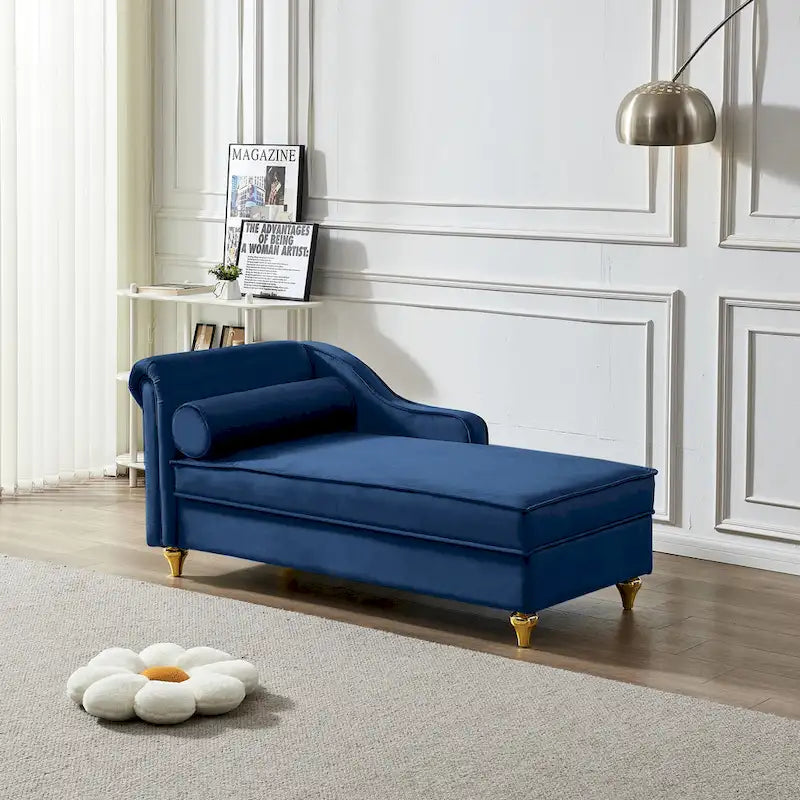 Chaise longue in velluto con contenitore