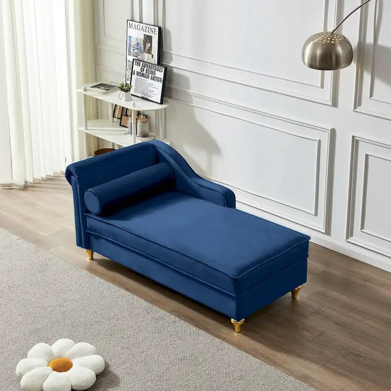 Chaise longue in velluto con contenitore