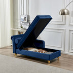 Chaise longue in velluto con contenitore