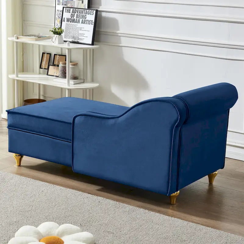 Chaise longue in velluto con contenitore