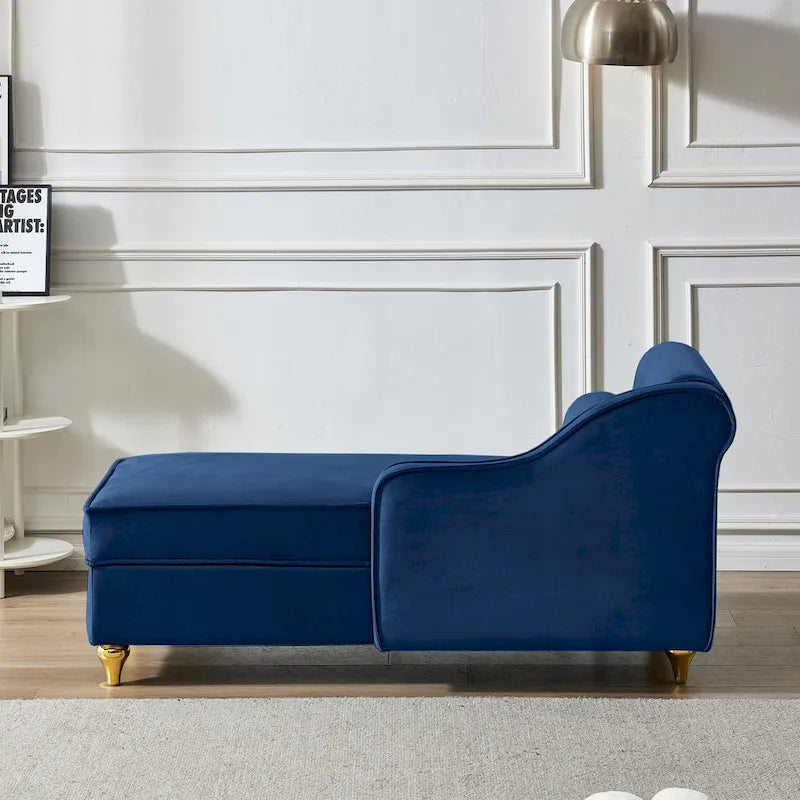 Chaise longue in velluto con contenitore