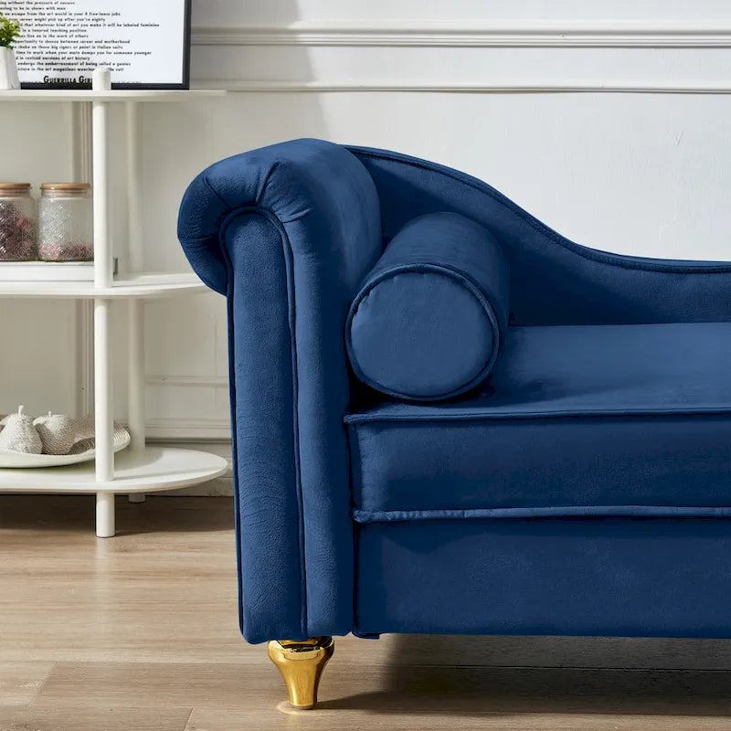 Chaise longue in velluto con contenitore