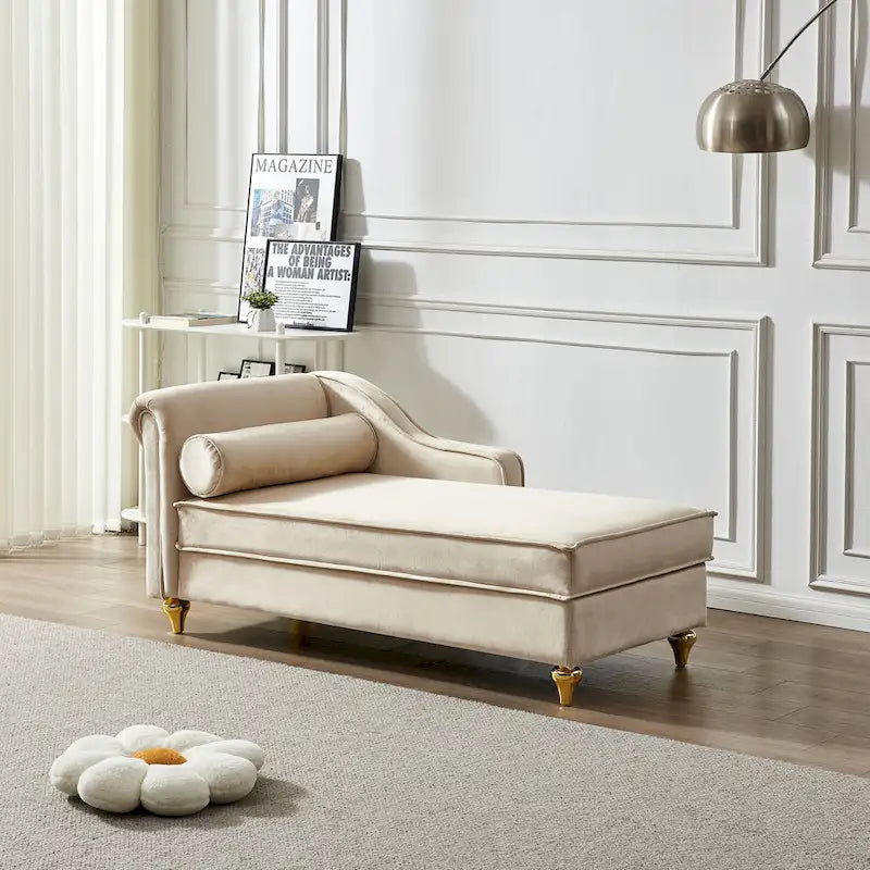 Chaise longue in velluto con contenitore
