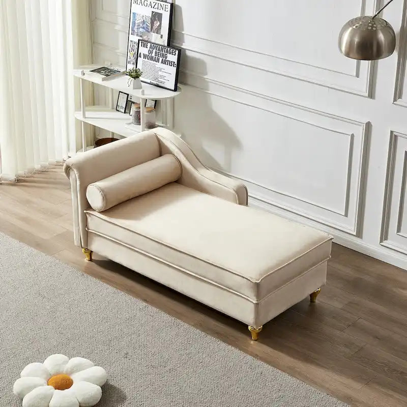 Chaise longue in velluto con contenitore