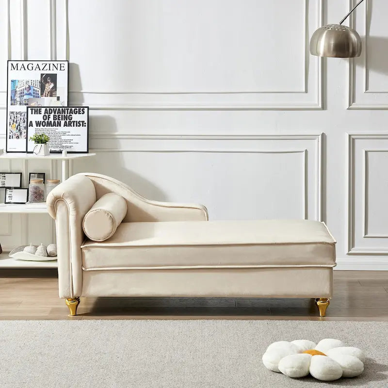 Chaise longue in velluto con contenitore
