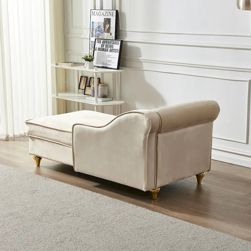 Chaise longue in velluto con contenitore