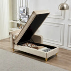 Chaise longue in velluto con contenitore