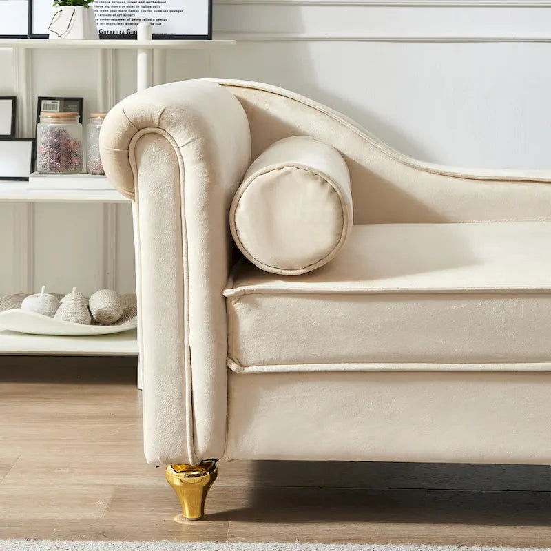 Chaise longue in velluto con contenitore
