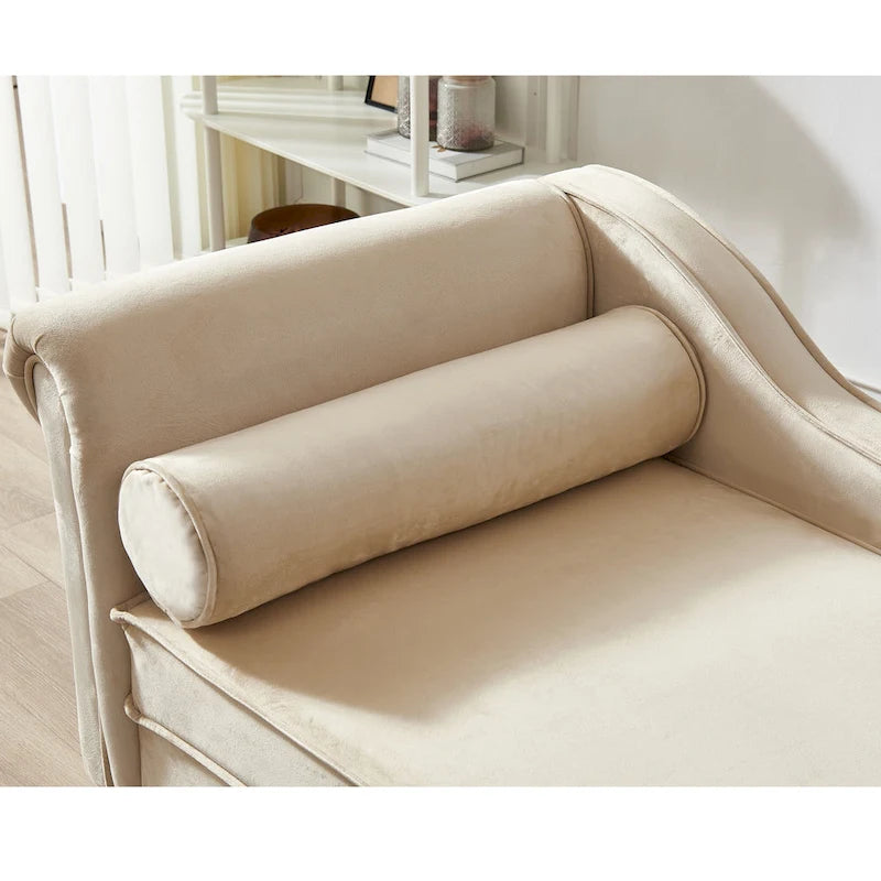 Chaise longue in velluto con contenitore